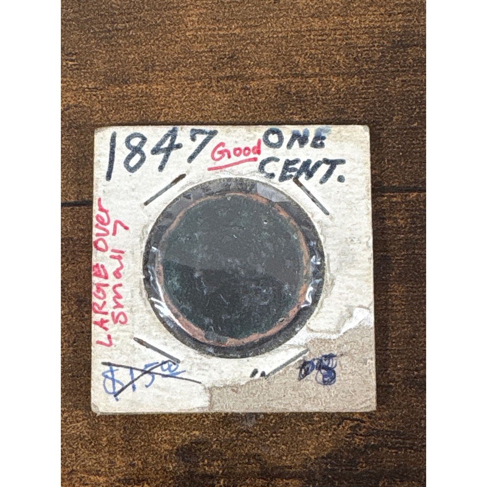 1847 Braided Hair Large Cent Large Over Small 7 Variety US Copper Penny Good G4